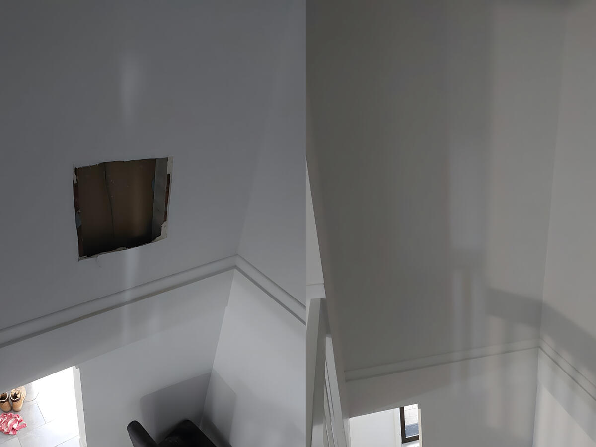 Ceiling drywall patch repair before and after — Frenchy Home Solutions Grafton